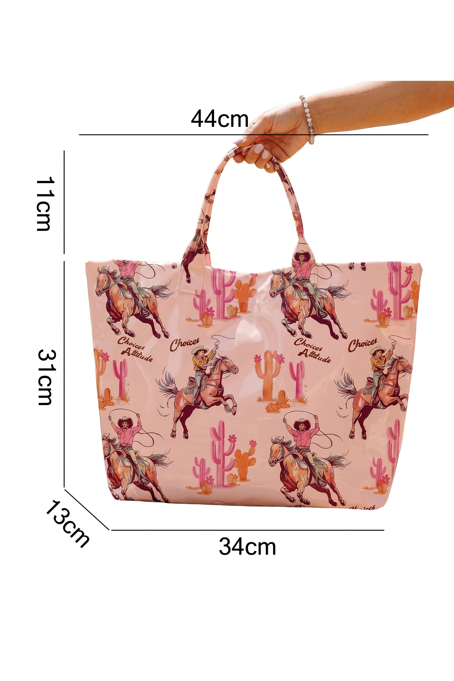 Sky Blue Patriotic Stars and Stripes Pattern Vinyl Glossy Tote Bag