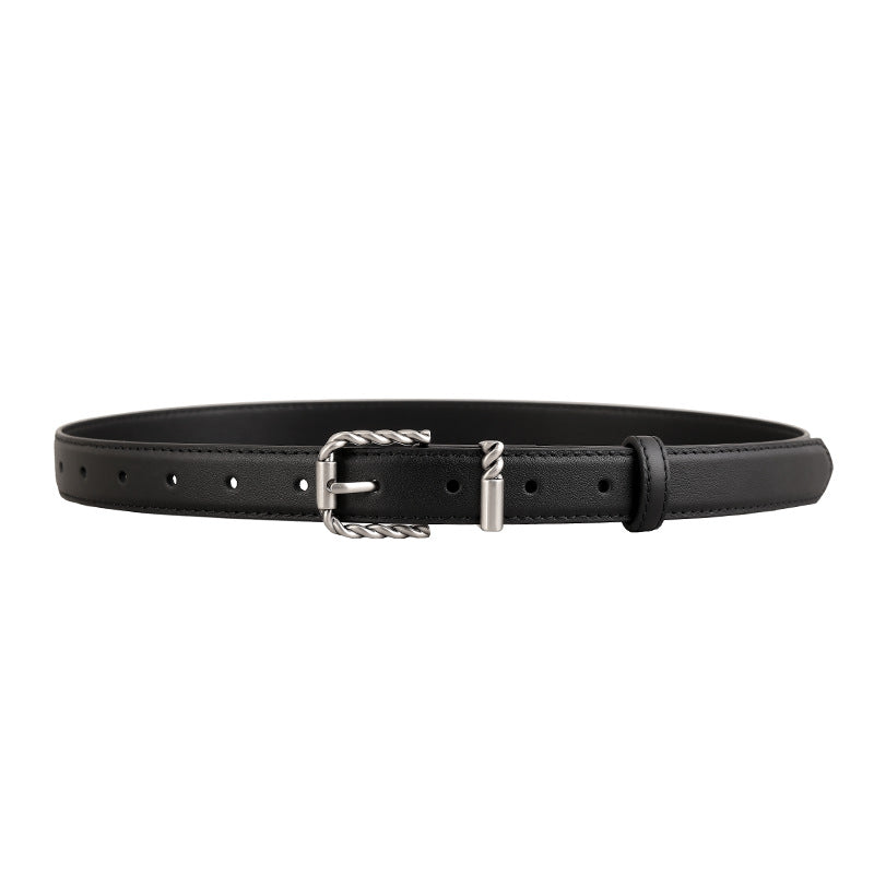 Leather Belt with Twisted Buckle