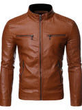 Men's Plus Size Zip Up Motorcycle Jacket