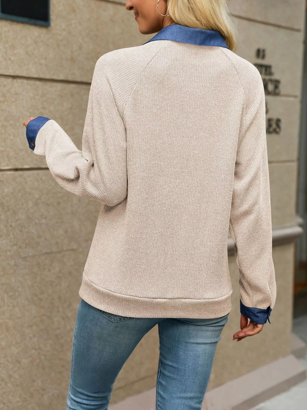 Button Detail Raglan Sleeve Top