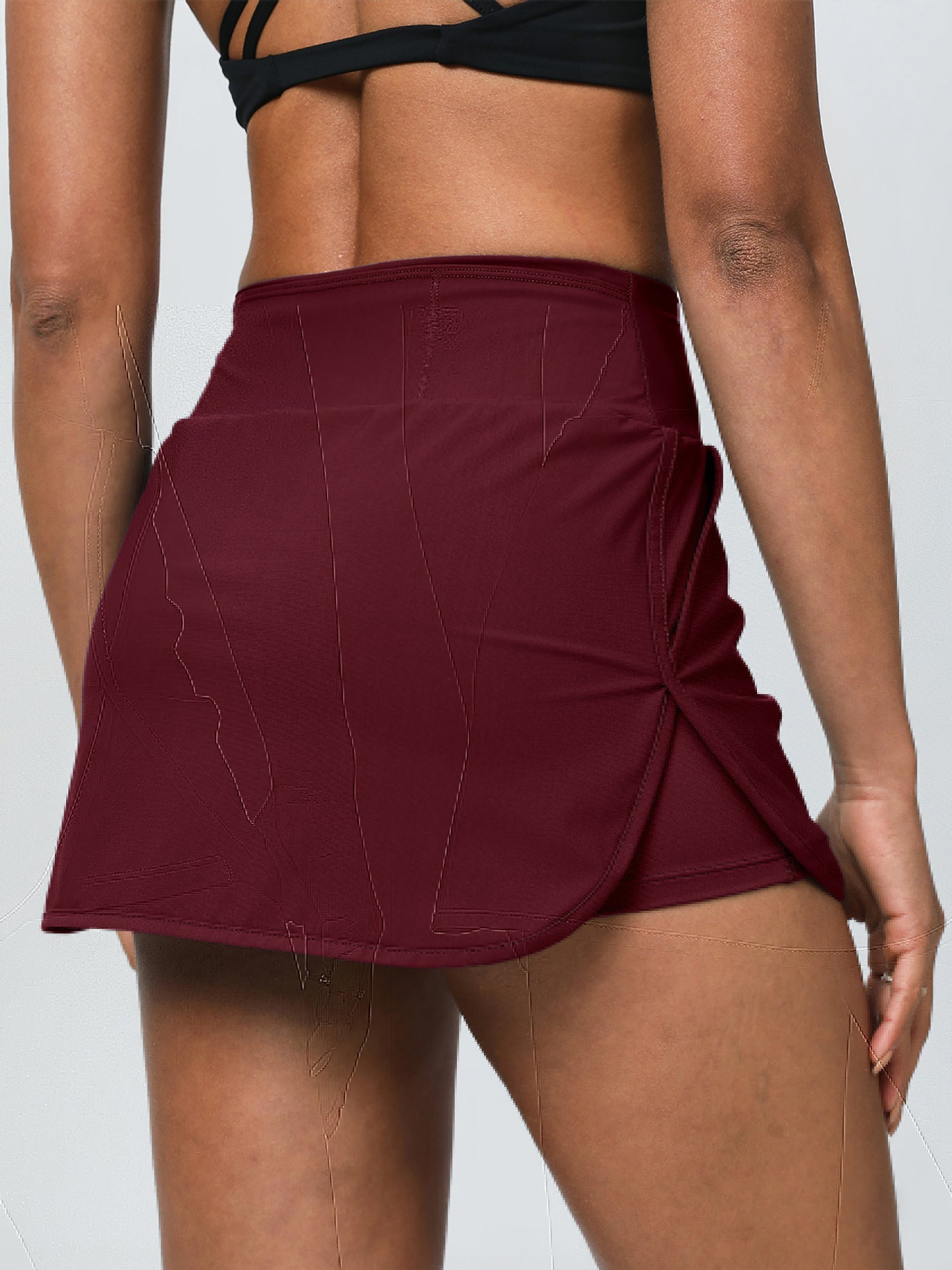 European And American Slim- Fit Quick-dry Tennis Skirt High Waist Slimming Running Fitness Skirt Anti-running Fake Two-piece Sports Yoga Skirt