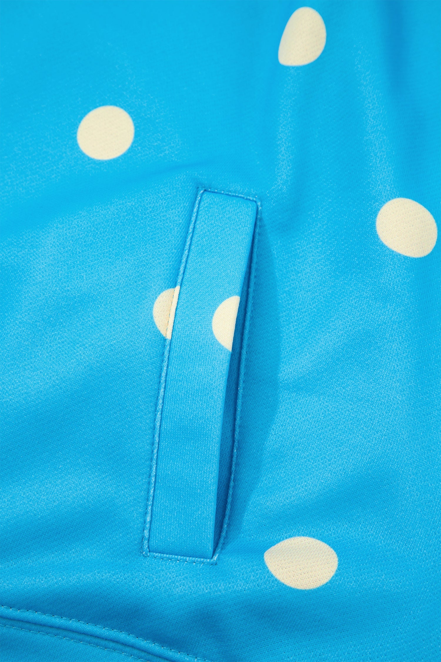 Blue Polka Dot Hooded Drawstring Long Sleeve Plus Size Set