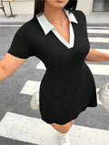 Contrast Collar Bodycon Mini Dress