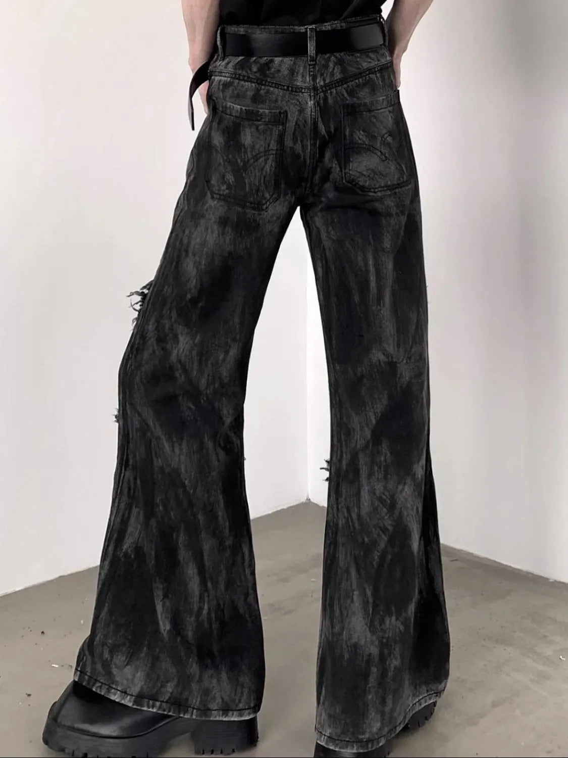 Men's Plus Size Raw Hem Flare Jeans