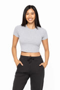 Micro-Ribbed Cropped Athleisure Tee