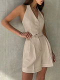 Halter Neck Vest and Shorts Set