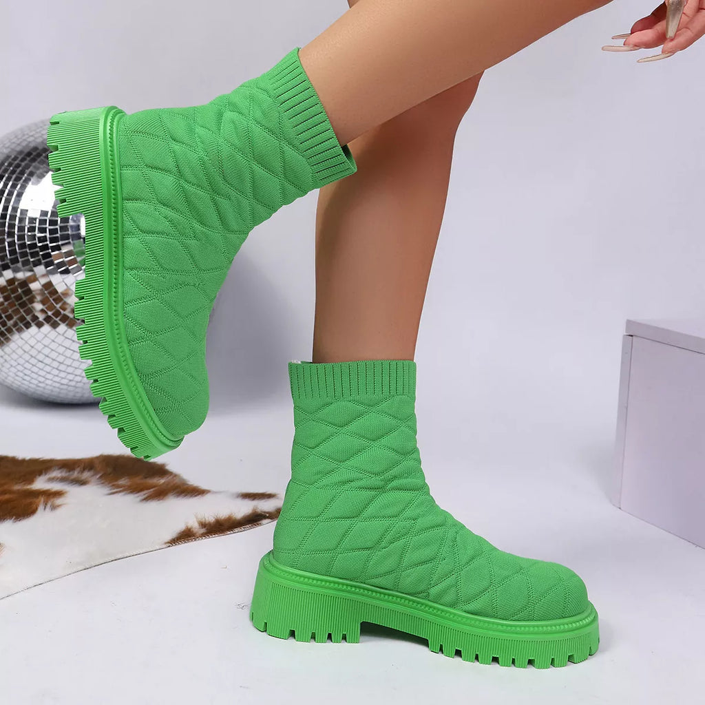 Round Toe Block Heels Boots