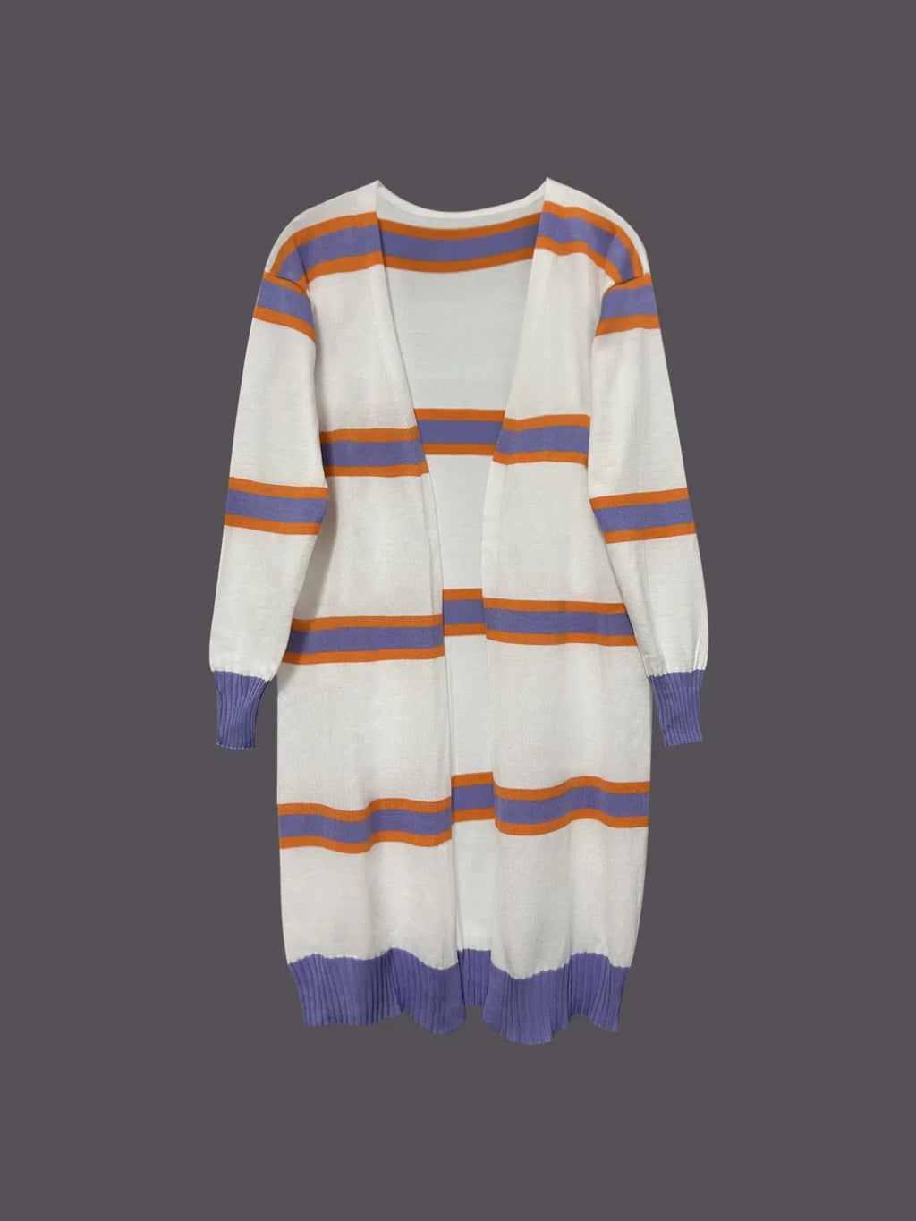 Striped Open Front Longline Cardigan