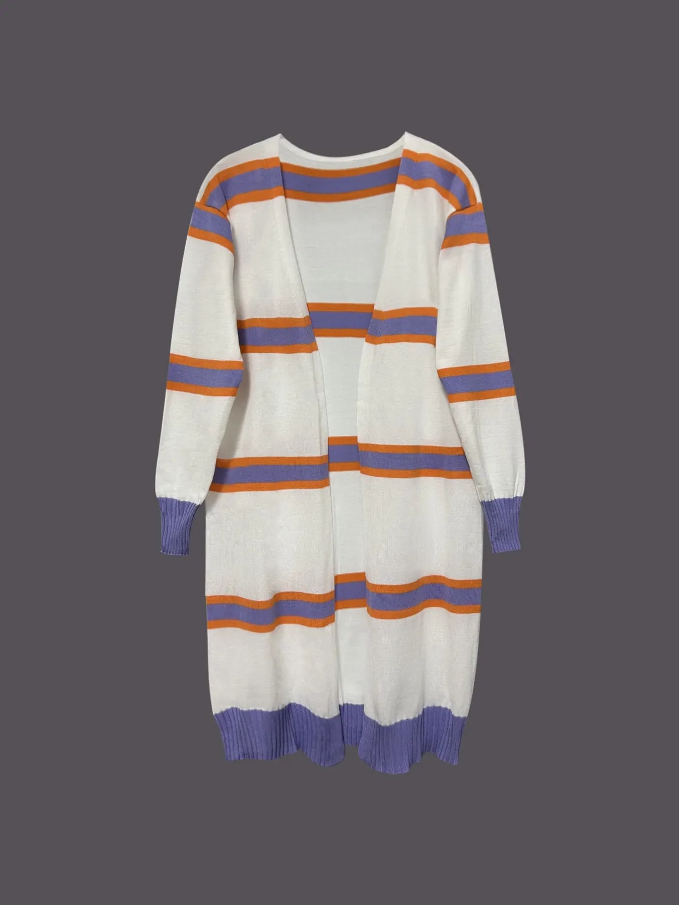 Striped Open Front Longline Cardigan