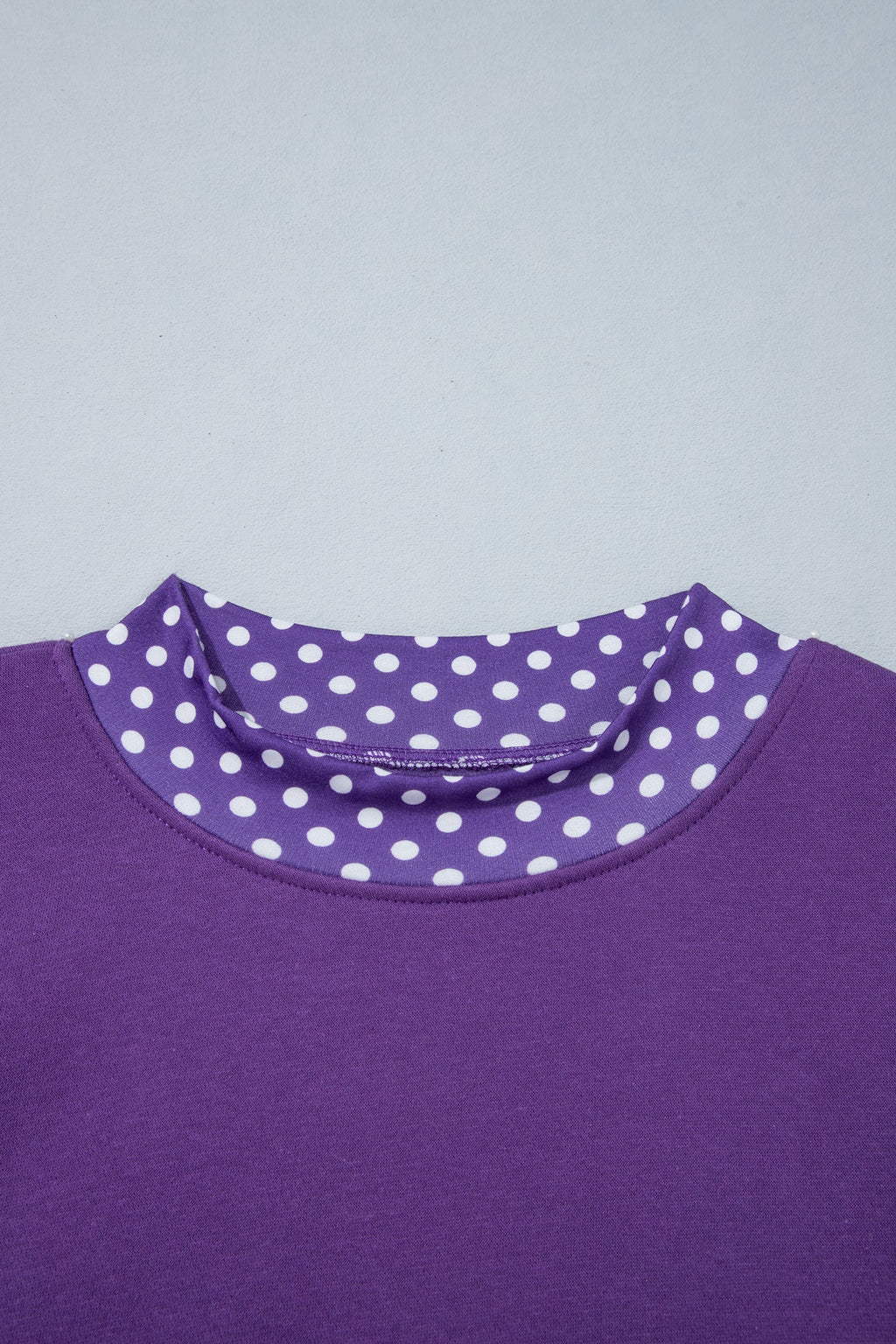 Polka Dot Contrast Trim Mock Neck Sweatshirt