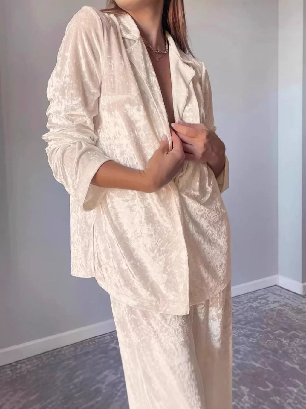 Velvet Long Sleeve Top and Pants Lounge Set