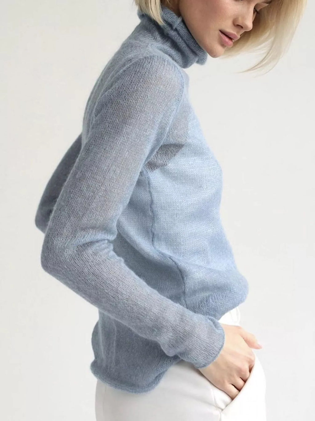 Sheer Turtleneck Knit Top
