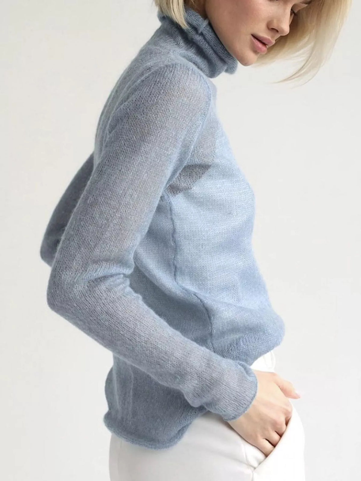 Sheer Turtleneck Knit Top