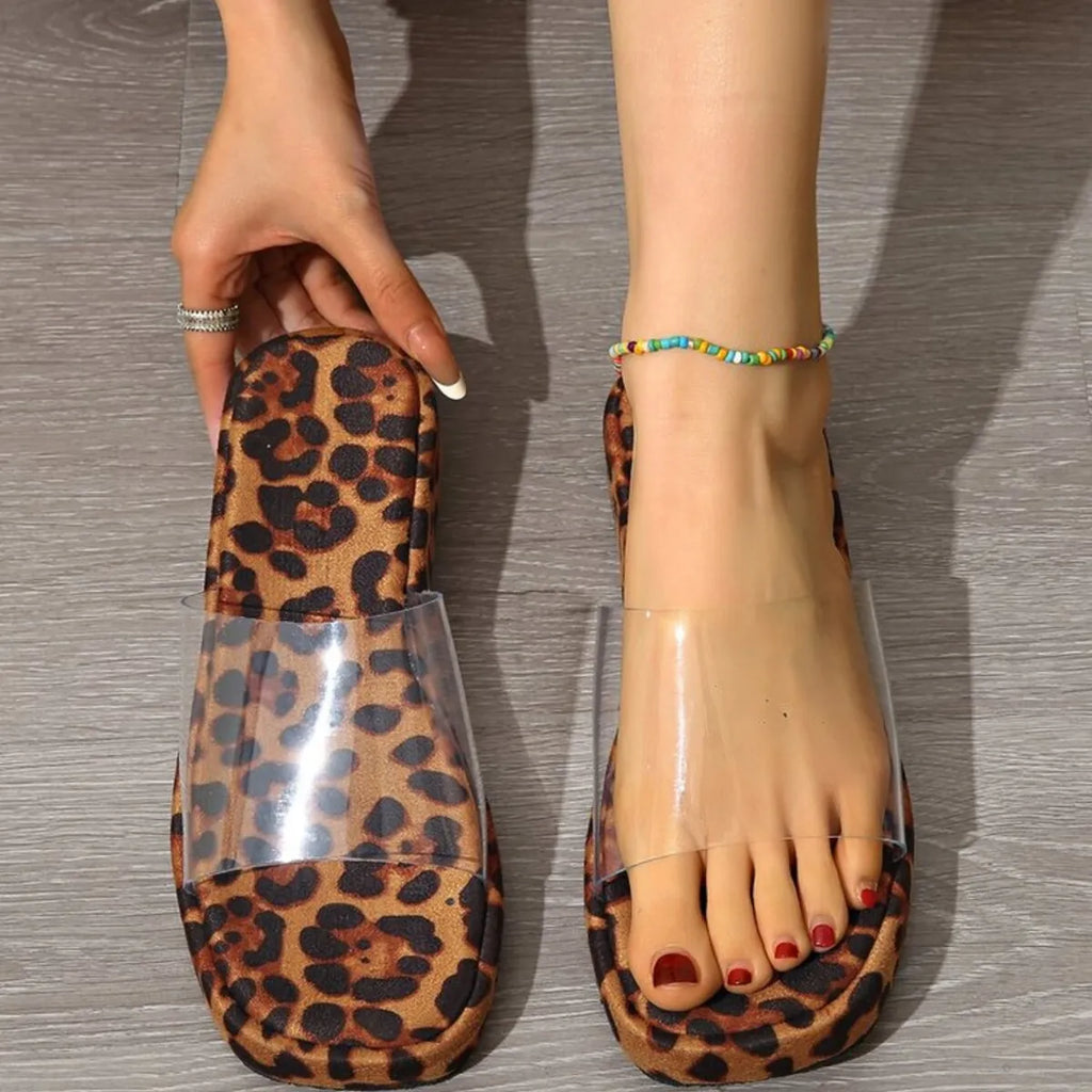Leopard Open Toe Platform Sandals