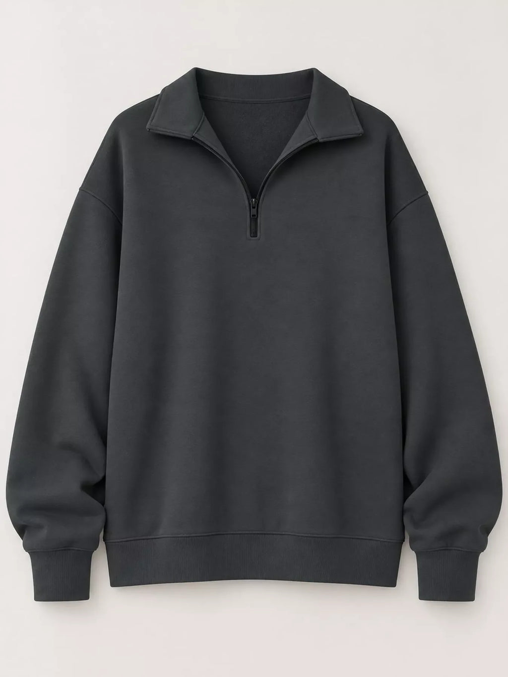 Full Size Quarter-Zip Dropped Shoulder Sweatshirt Plus Size