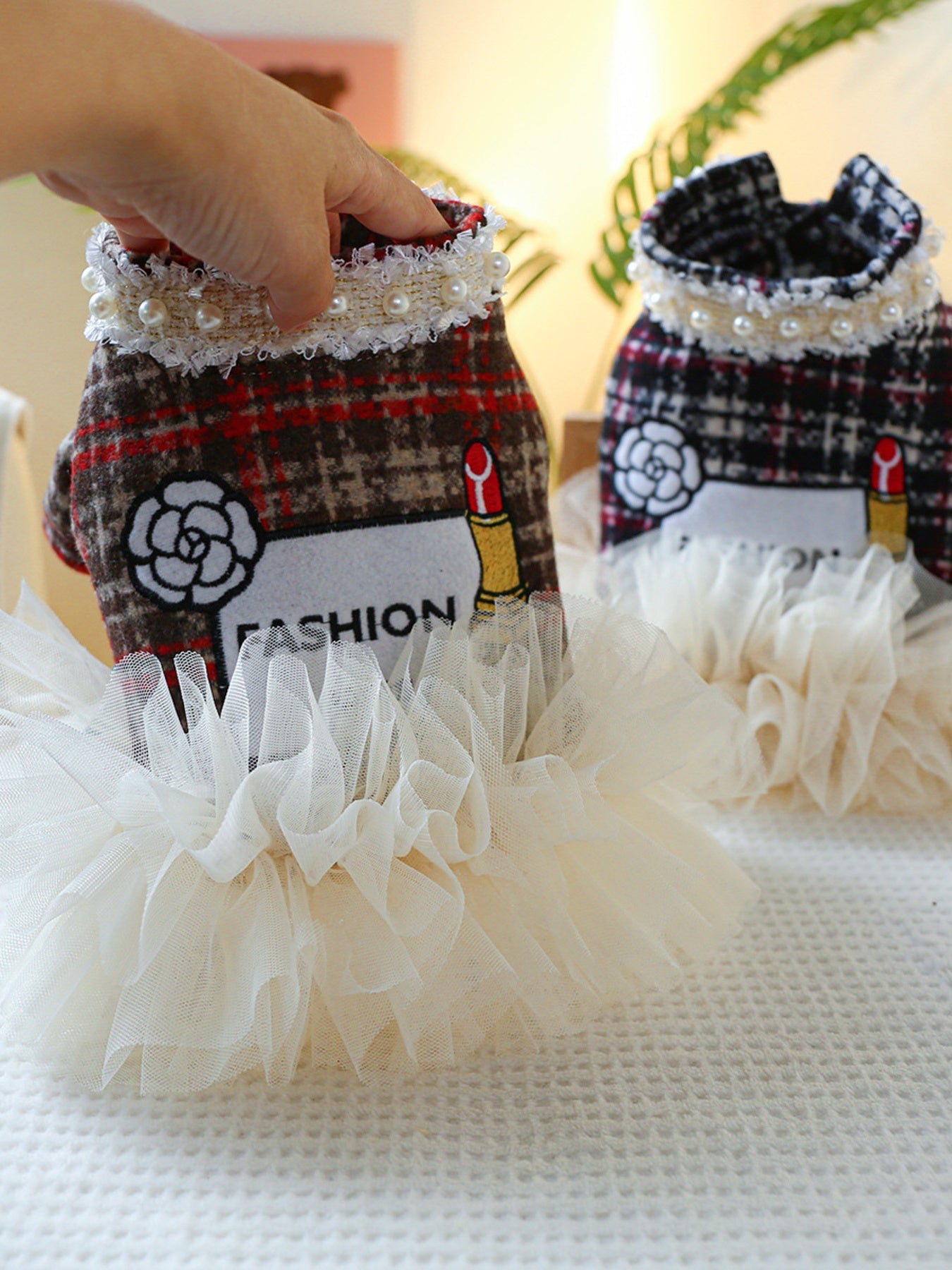 Pearl Collar Pet Dress