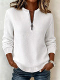Full Size Quarter-Zip Textured Sweatshirt Plus Size