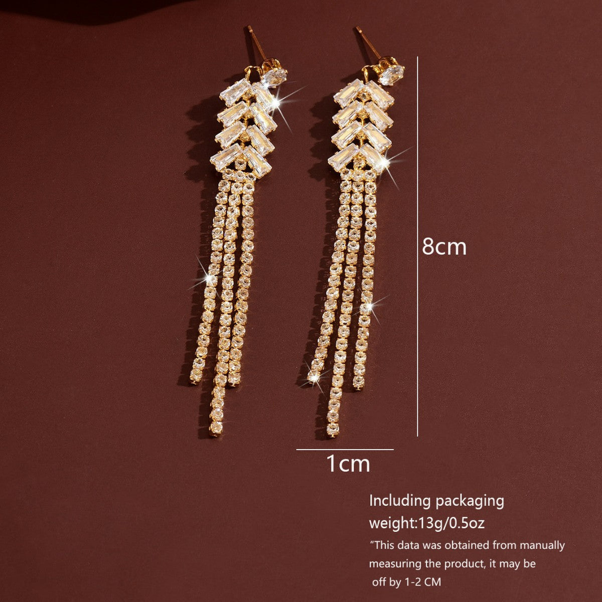 Womens Long Wheat Spike Tassel Rhinestone Dangle Earrings,Costume Earrings For Wedding Banquet Party Wear