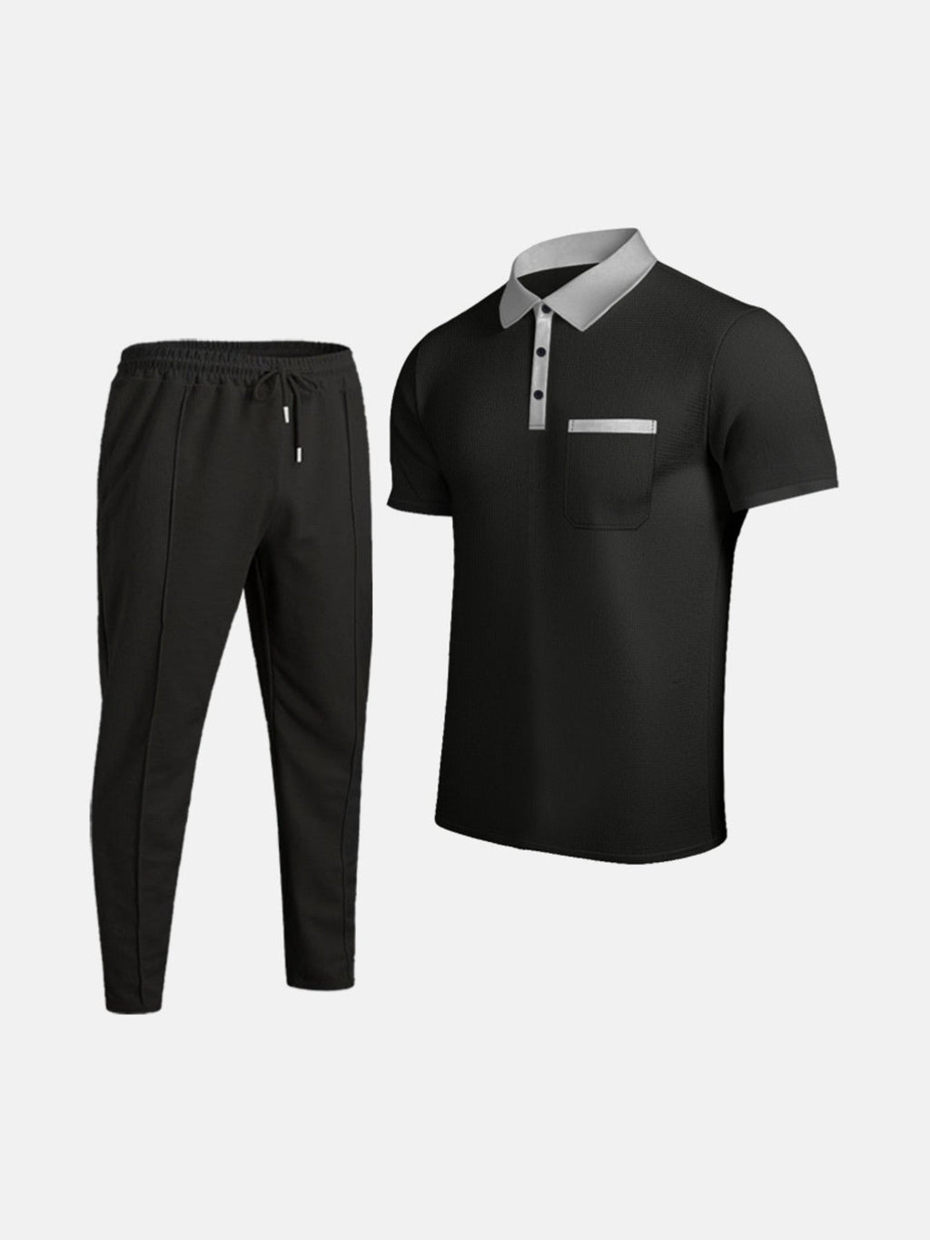 Men's Full Size Short Sleeve Polo and Pants Set Plus Size
