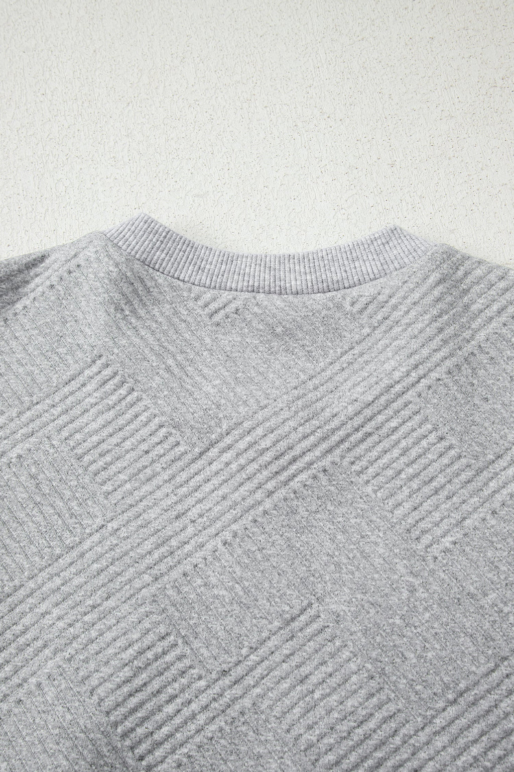 Medium Grey Trendy Textured Half Zip Loose Sweatshirt