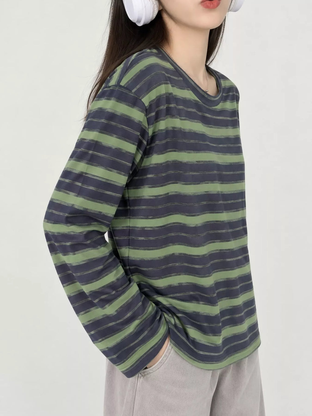 Oversized Striped Crew Neck T-Shirt