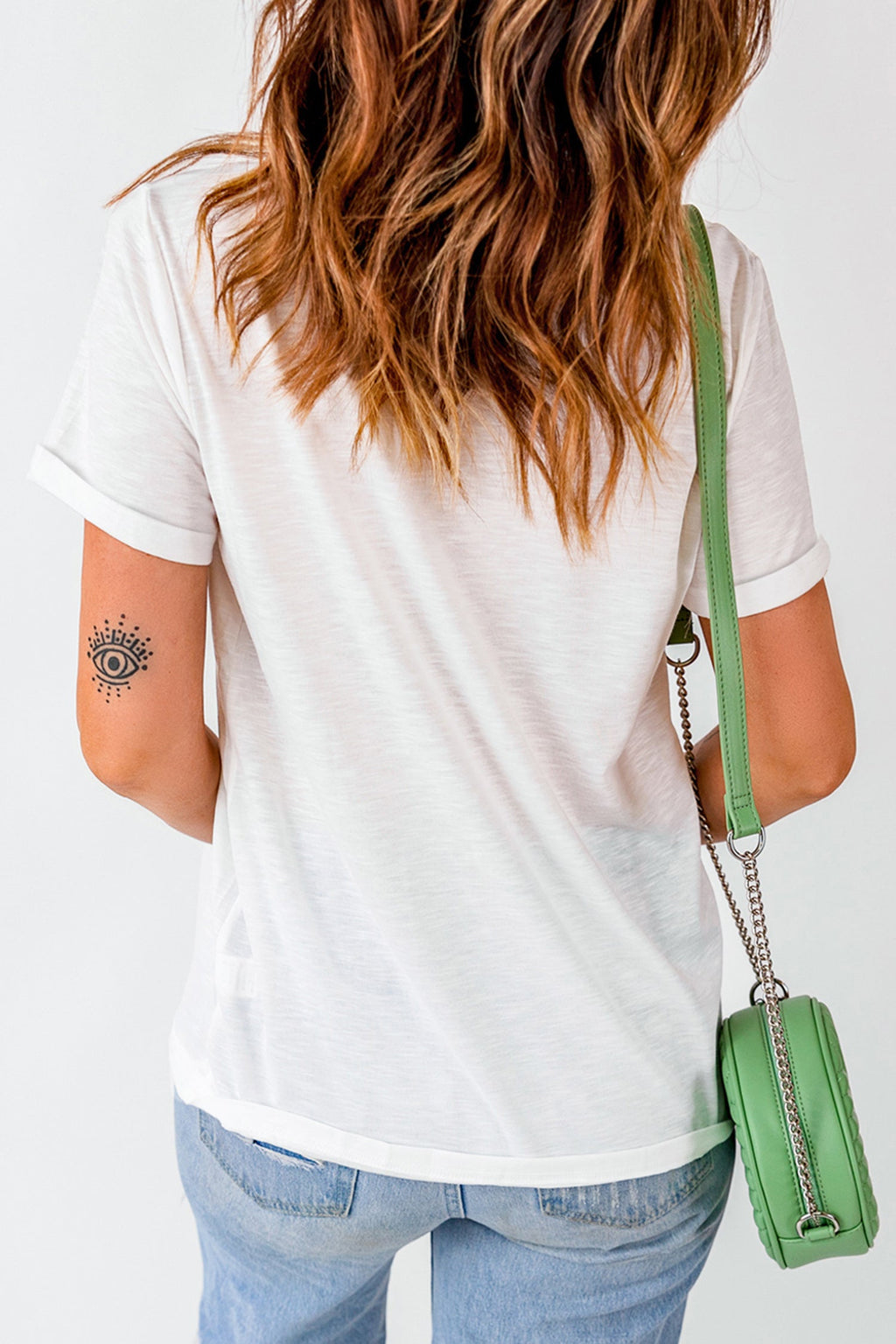 White Sequin Lemon Graphic Casual Summer Tee