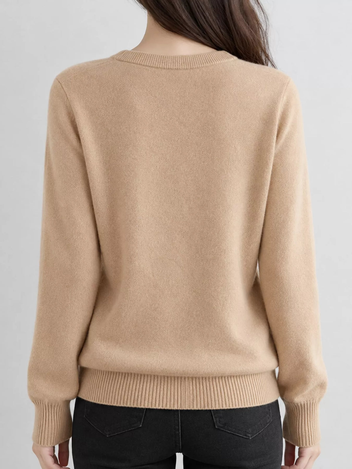 Crew-Neck Button-Down Cardigan