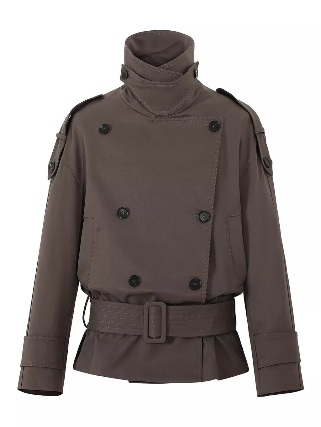 Belted Waist Button Up Trench Jacket