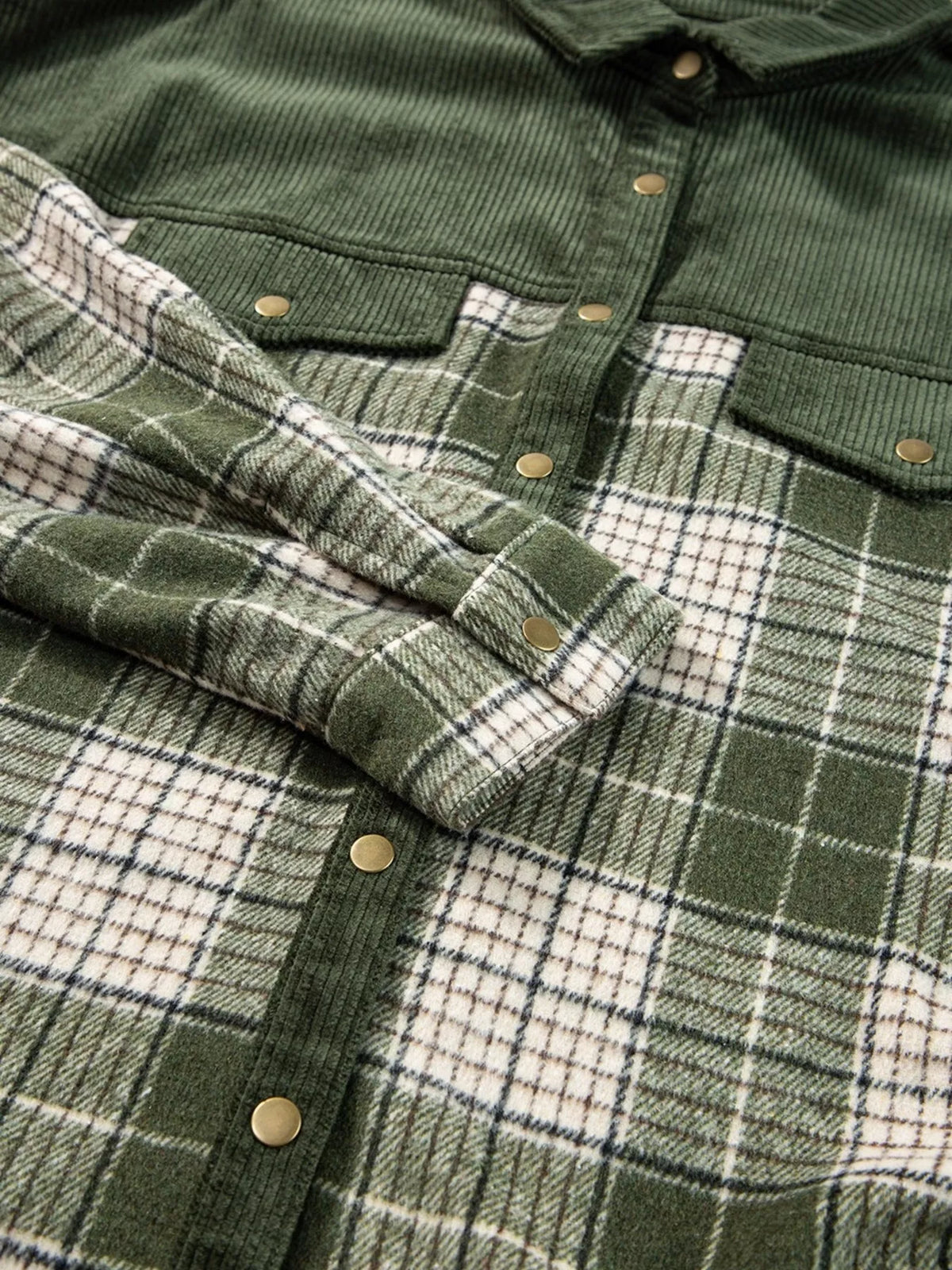 Plaid Button-Up Long Sleeve Shacket with Chest Pockets