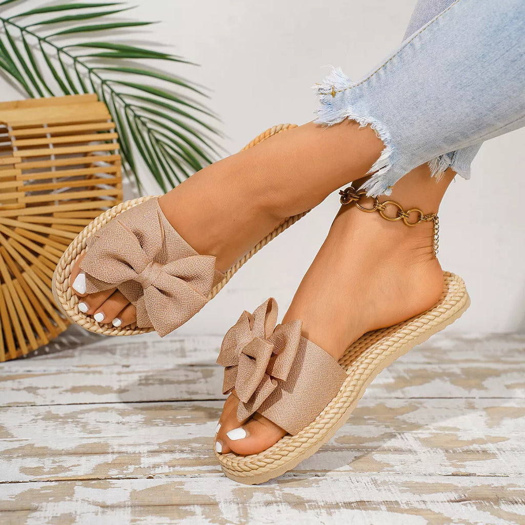Bow Open Toe Flats Sandals