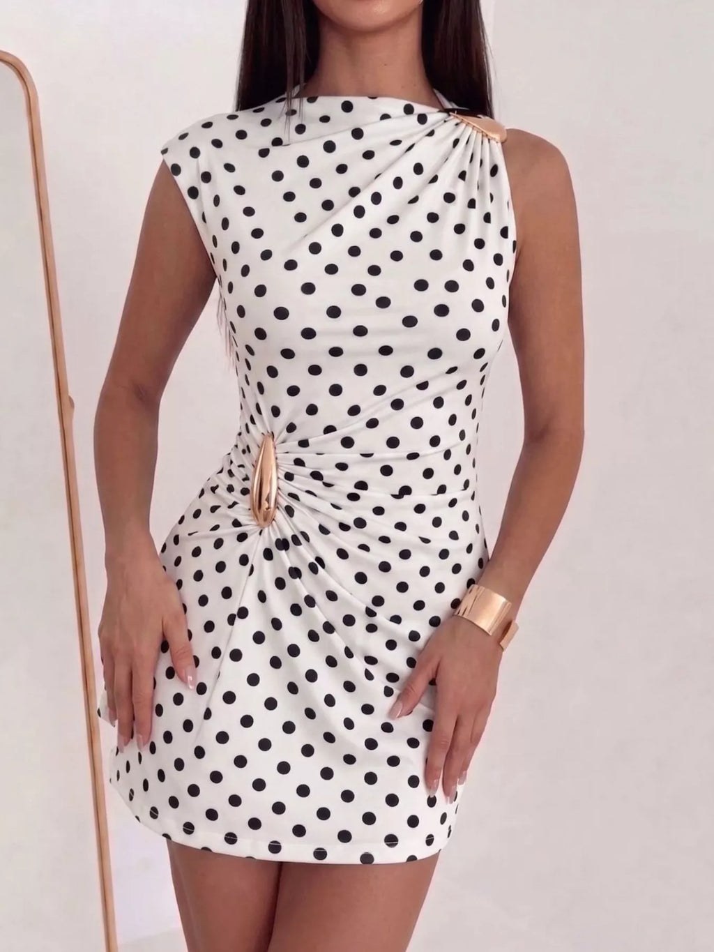 Ruched Asymmetrical Sleeveless Mini Dress