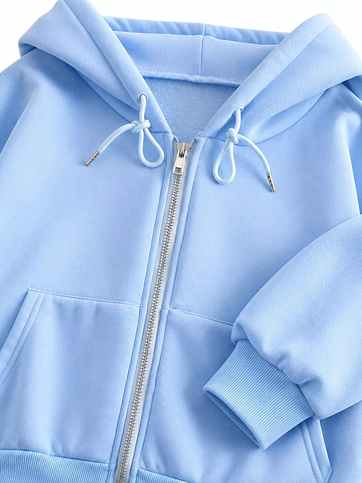 Full Size Oversized Solid Zip-Up Hoodie with Drawstring Plus Size