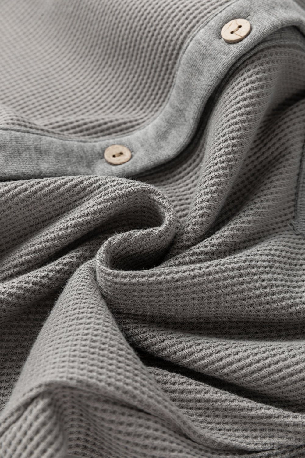 Waffle Knit Patchwork Reverse Seam Button-Up Shacket