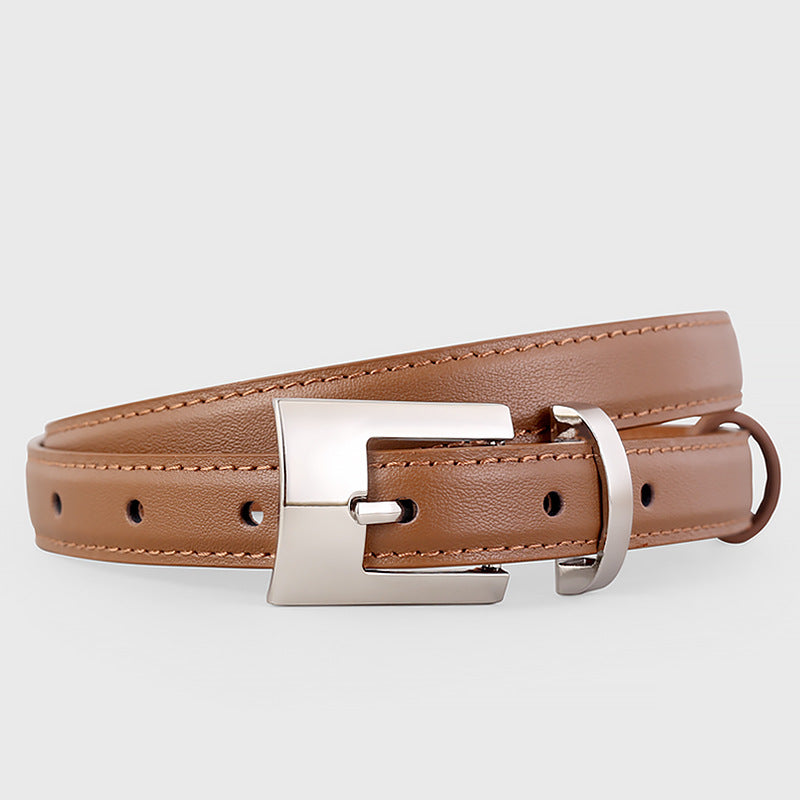 Leather Belt with Silver Buckle