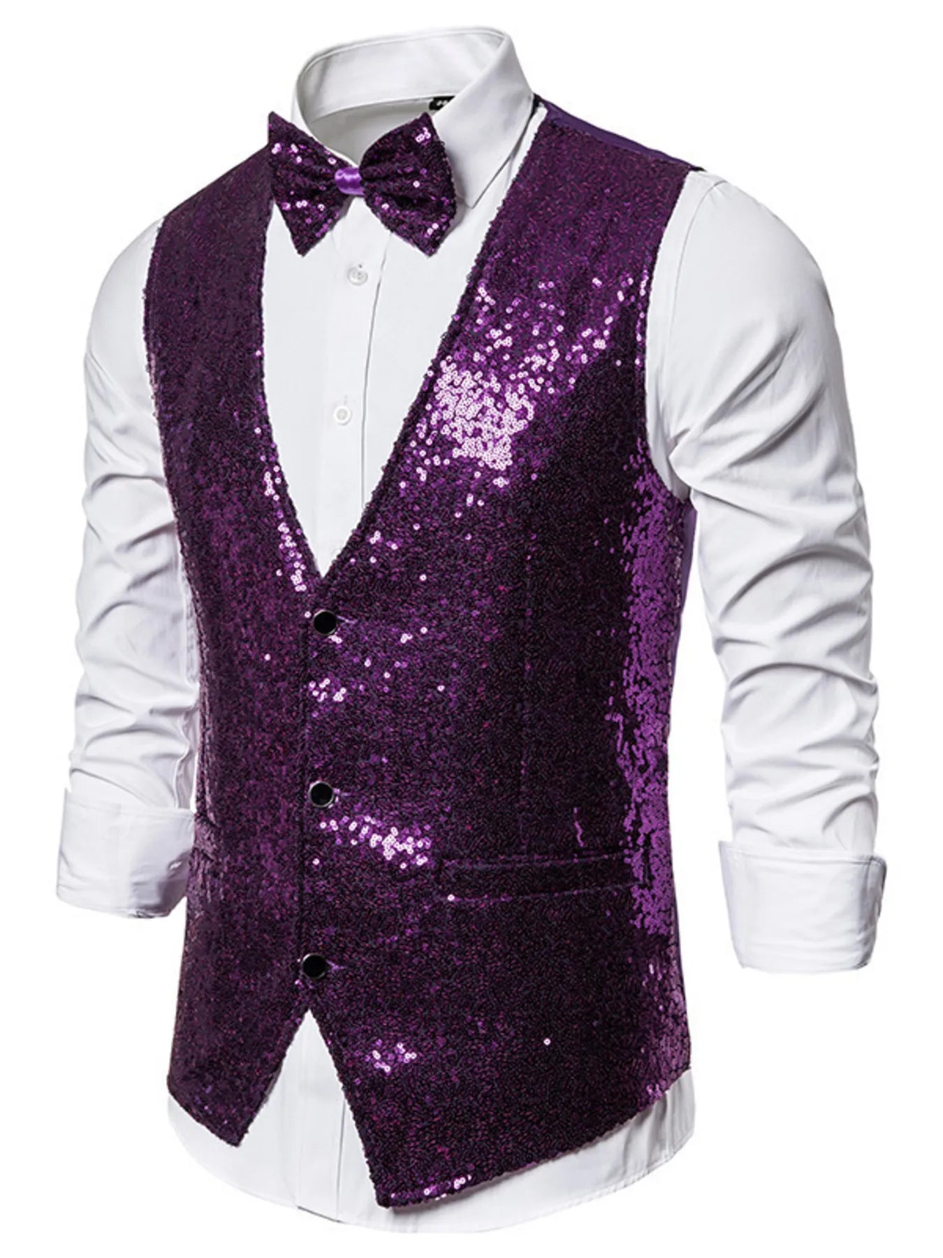 Men's Sequin Slim Fit Vest