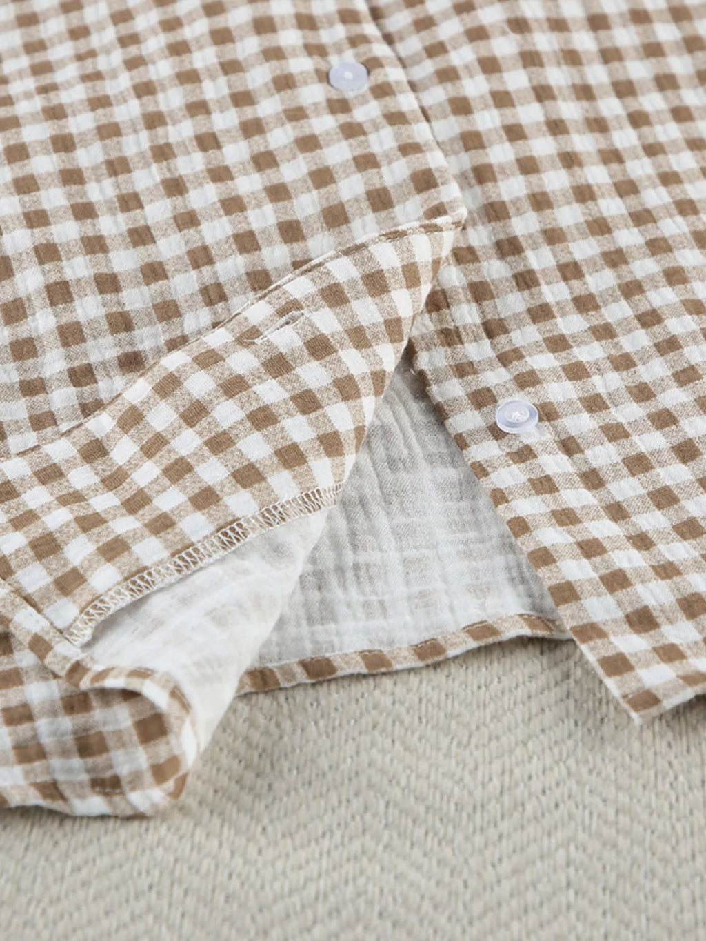 Gingham Ruffle-Trim Top and Pants Lounge Set