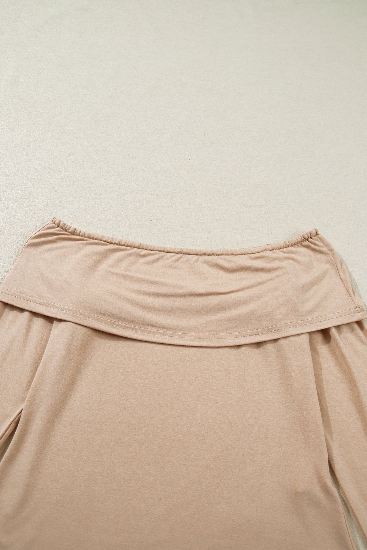 Solid Fold-Over Off-Shoulder Long Sleeve Top