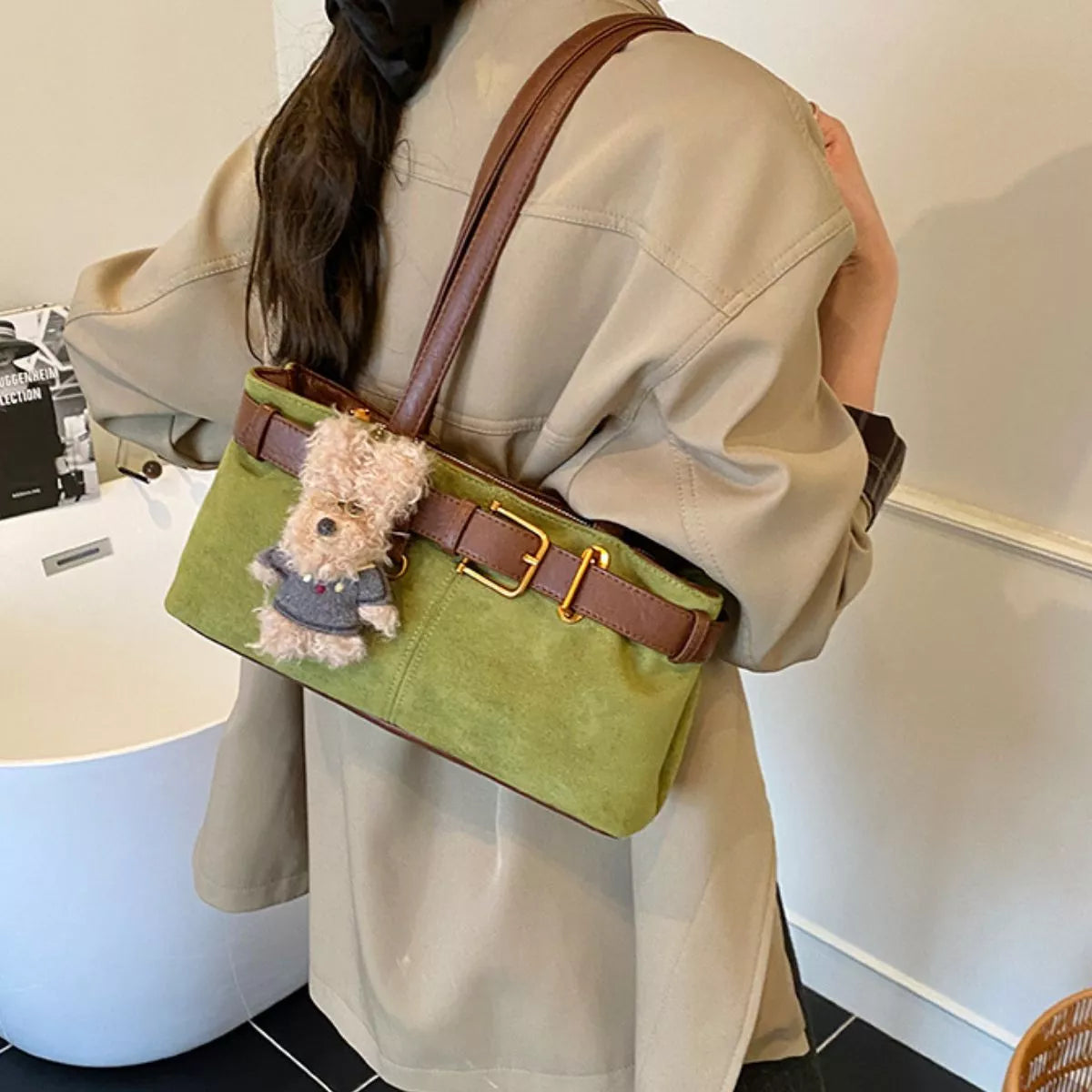 Buckle Decor Shoulder Bag