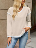 Casual V-Neck Dropped Shoulder Sweater