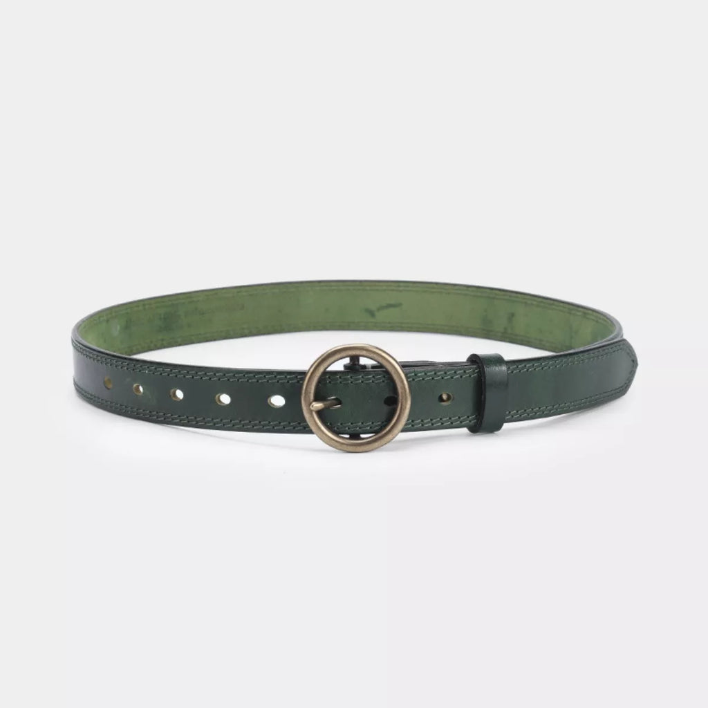 Round Buckle Leather Belt