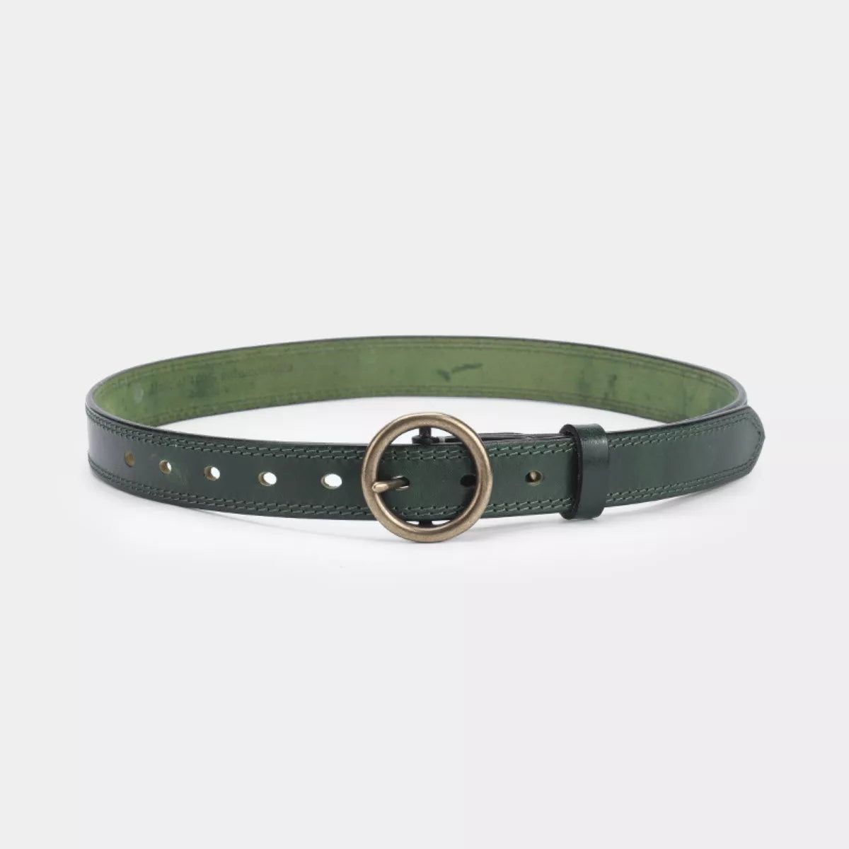 Round Buckle Leather Belt