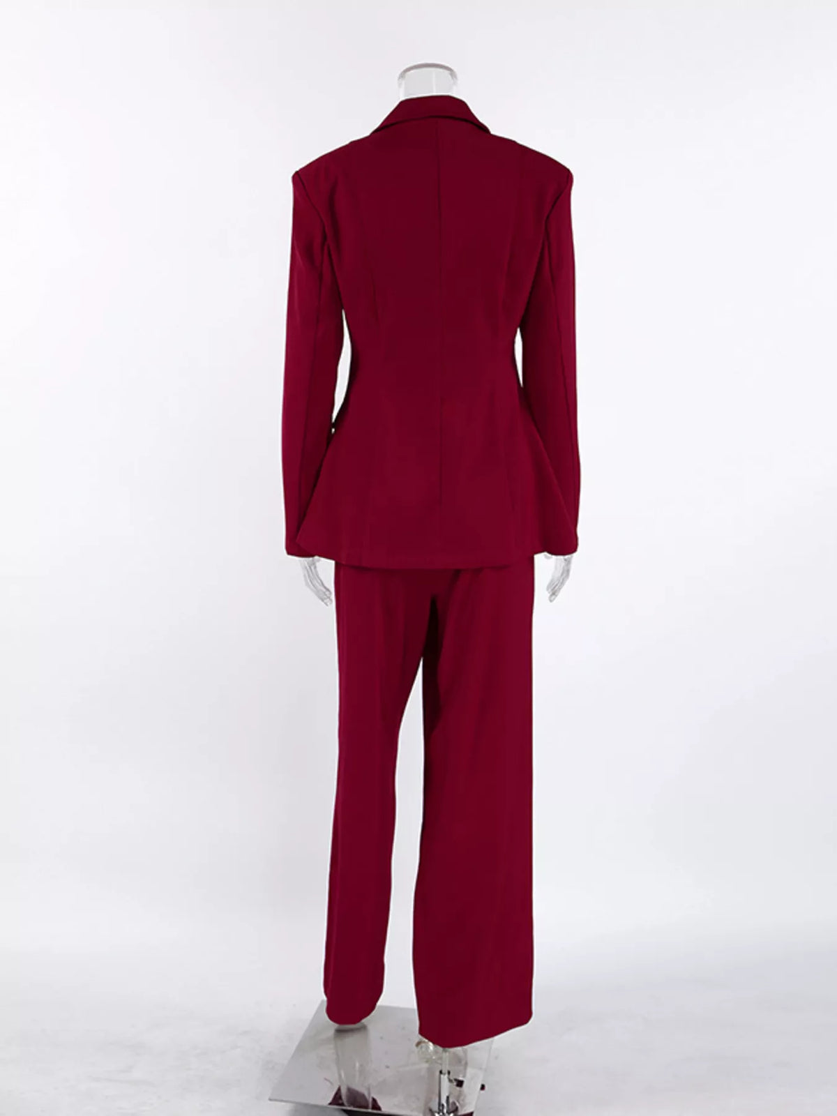 Single-Breasted Blazer and Wide-Leg Pants Set