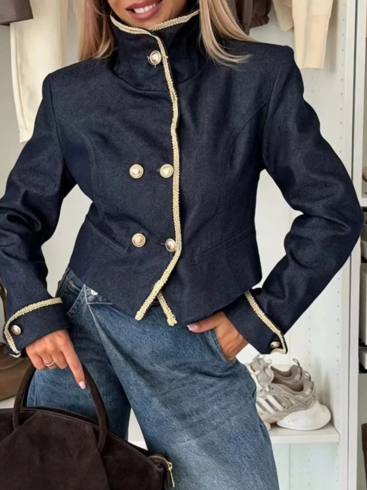 Double-Breasted Cropped Jacket