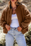 Redwood Burl Sherpa Ribbed Baseball Collar Bomber Jacket