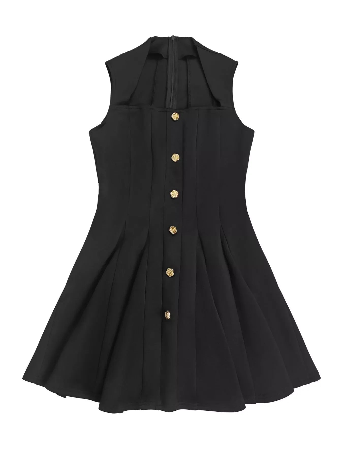Decor Button Sleeveless Mini Dress