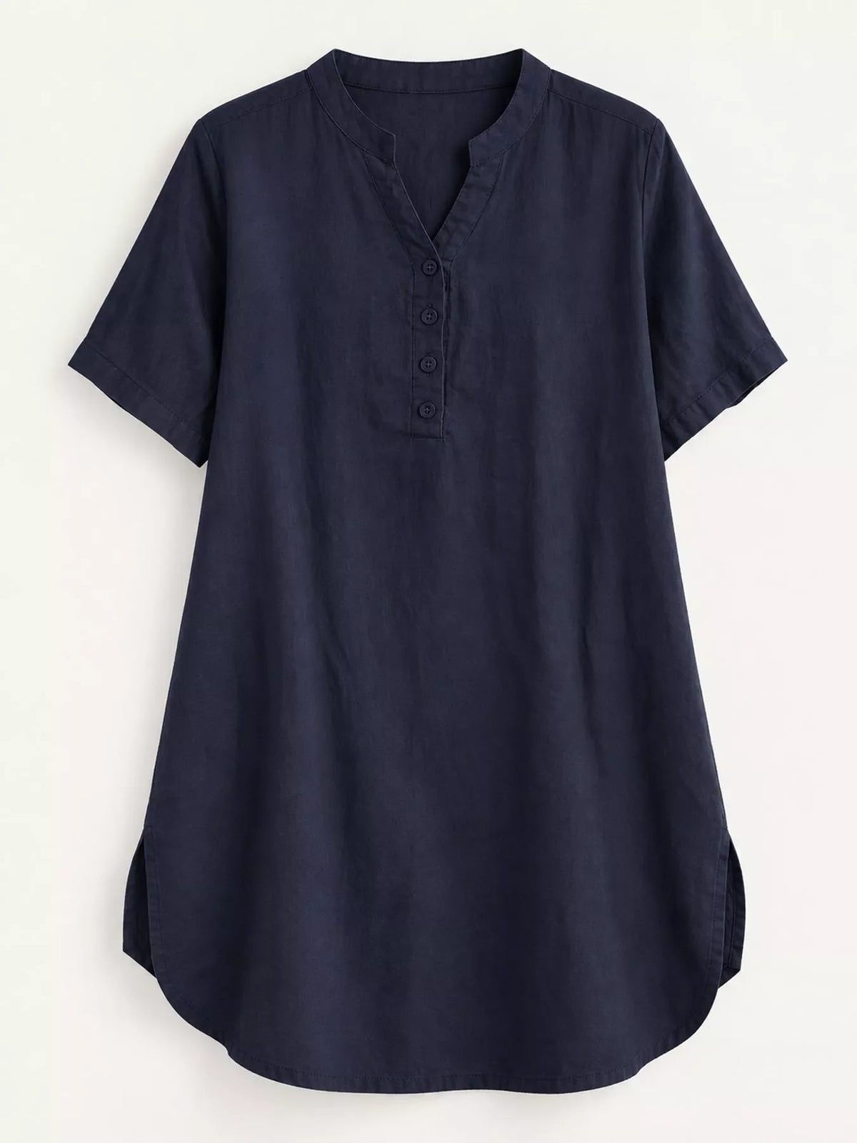 Full Size Notched Short Sleeve Oversize Blouse Plus Size
