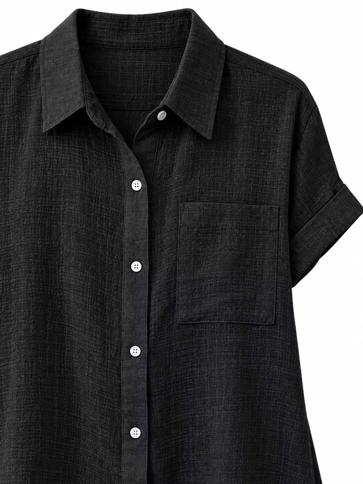 Full Size Button Up Short Sleeve Shirt Plus Size