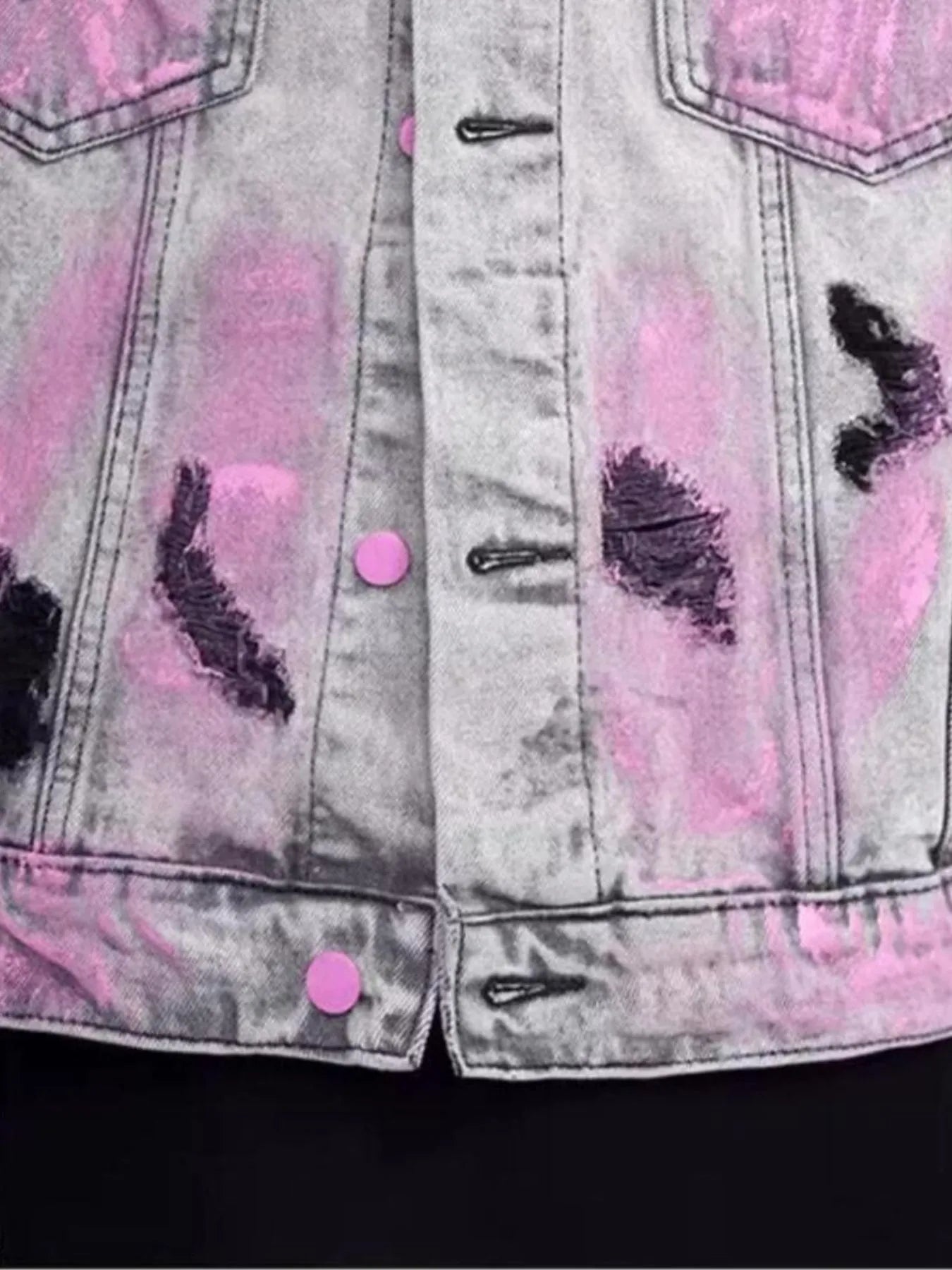 Men's Plus Size Graffiti Washed Button Up Denim Jacket