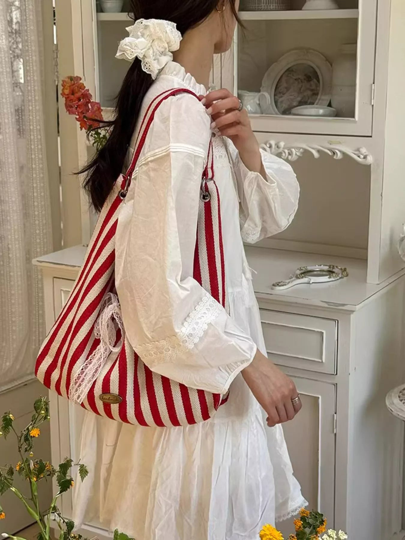 Striped Canvas Tote Bag