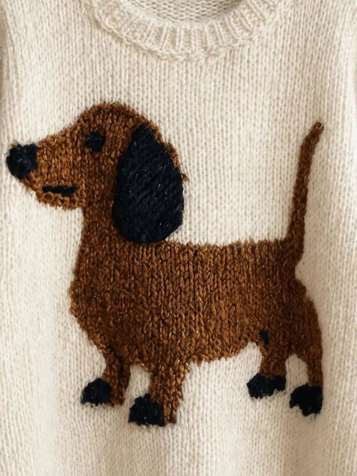 Dachshund Dropped Shoulder Sweater